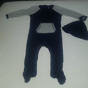 Burt's bees baby 6-9 months navy blue& grey outfit